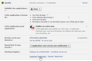 Facebook — Nettoyer vos applications — Supprimer l'application