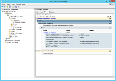 Group Policy Mangement Settings
