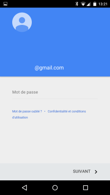 Ajout comtpe Google Mot de passe