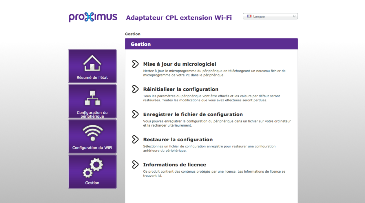 L’interface Web Du WiFi Extender De Proximus – Tibius